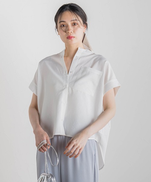 Droite lautreamont(ドロワットロートレアモン)の「【WEB限定】麻調バックヨークテープ切替えブラウス≪洗濯機で洗える≫(シャツ/ブラウス・レディース・オフホワイト/ブラック/ベージュ・M)」の6枚目の写真