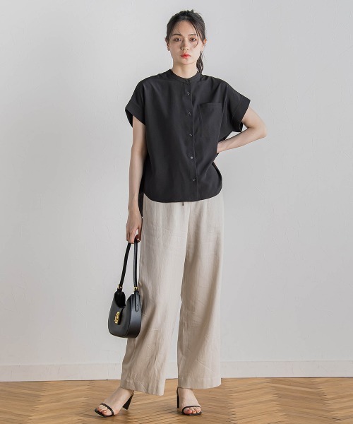 Droite lautreamont(ドロワットロートレアモン)の「【WEB限定】麻調バックヨークテープ切替えブラウス≪洗濯機で洗える≫(シャツ/ブラウス・レディース・オフホワイト/ブラック/ベージュ・M)」の18枚目の写真