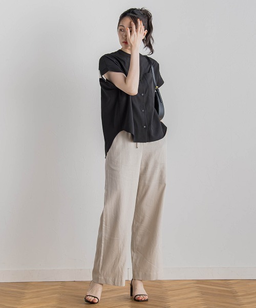 Droite lautreamont(ドロワットロートレアモン)の「【WEB限定】麻調バックヨークテープ切替えブラウス≪洗濯機で洗える≫(シャツ/ブラウス・レディース・オフホワイト/ブラック/ベージュ・M)」の22枚目の写真