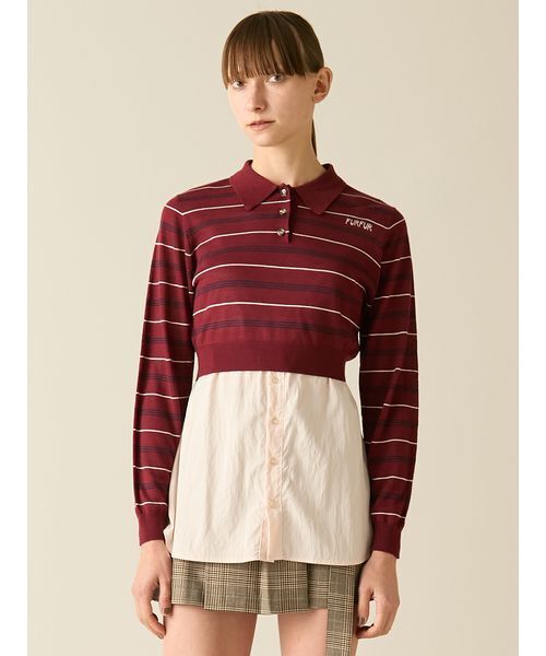 FURFUR(ファーファー)の「シャツレイヤードポロニット(ニット/セーター・レディース・バーガンディー/ライトブルー/ネイビー・F)」の12枚目の写真