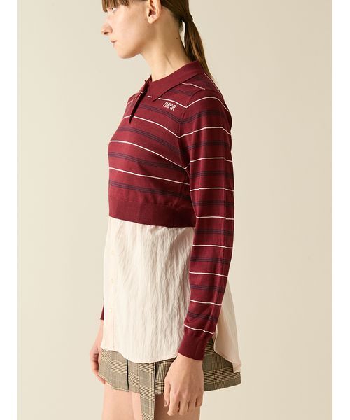 FURFUR(ファーファー)の「シャツレイヤードポロニット(ニット/セーター・レディース・バーガンディー/ライトブルー/ネイビー・F)」の14枚目の写真