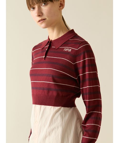 FURFUR(ファーファー)の「シャツレイヤードポロニット(ニット/セーター・レディース・バーガンディー/ライトブルー/ネイビー・F)」の16枚目の写真