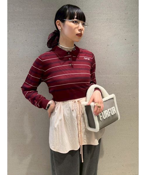 FURFUR(ファーファー)の「シャツレイヤードポロニット(ニット/セーター・レディース・バーガンディー/ライトブルー/ネイビー・F)」の21枚目の写真