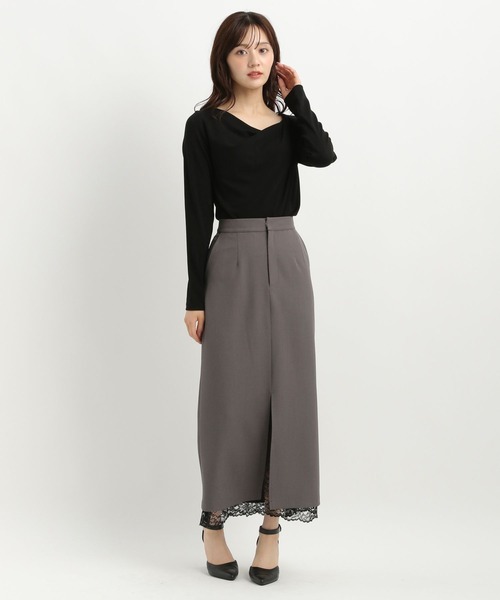 Andemiu（アンデミュウ）の「カットドレープT長袖580967（Tシャツ/カットソー・レディース・ブラック/ブラウン/ブルー/オフホワイト・FREE）」の7枚目の写真