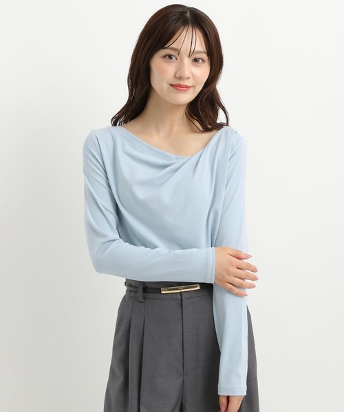 Andemiu（アンデミュウ）の「カットドレープT長袖580967（Tシャツ/カットソー・レディース・ブラック/ブラウン/ブルー/オフホワイト・FREE）」の13枚目の写真