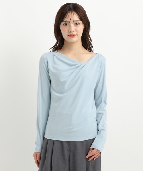 Andemiu（アンデミュウ）の「カットドレープT長袖580967（Tシャツ/カットソー・レディース・ブラック/ブラウン/ブルー/オフホワイト・FREE）」の14枚目の写真