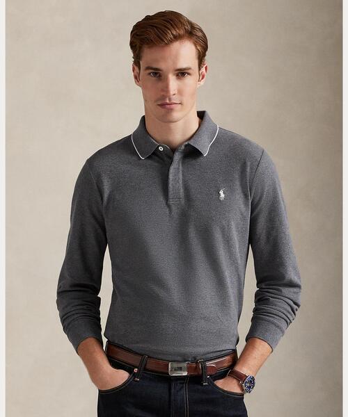 セール】カスタム スリム フィット ストレッチ メッシュ ポロシャツ