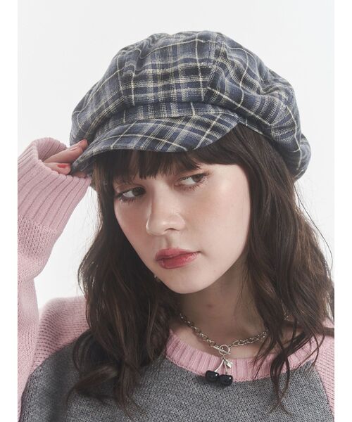 セール】チェックパターンビッグキャスケット（キャスケット