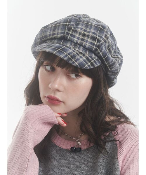 セール】チェックパターンビッグキャスケット（キャスケット