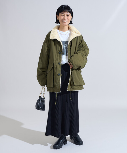 リバーシブル ボアジャケット/裏ボア ミリタリージャケット/レオパード