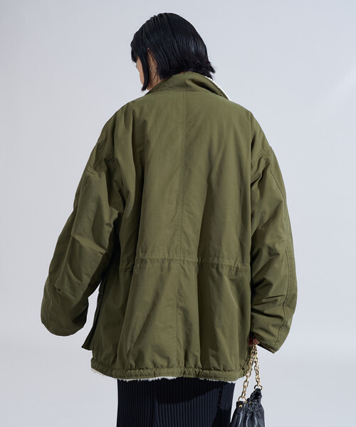 リバーシブル ボアジャケット/裏ボア ミリタリージャケット/レオパード