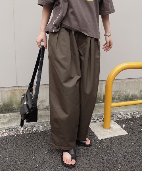 新品未使用タグ付　PHLANNEL フランネル　チノパンツ 高身長 ストレッチチェックワイドパンツ 丈長め・トールサイズ