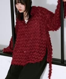 ENCOMING レッドシアーシャツ シアーシャツ」に該当するシャツ/ブラウス（レッド/赤色系
