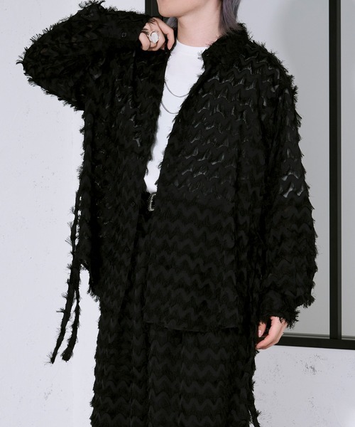 Ellno Loset（エルノロゼット）の「カットジャガードシアーシャツ/SETUP対応（シャツ/ブラウス・メンズ・レッド/オフホワイト/ブラック・SMALL/MEDIUM/LARGE）」の21枚目の写真