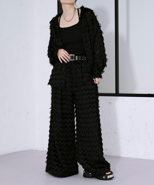 Ellno Loset（エルノロゼット）の「カットジャガードシアーシャツ/SETUP対応（シャツ/ブラウス・メンズ・レッド/オフホワイト/ブラック・SMALL/MEDIUM/LARGE）」の4枚目の写真