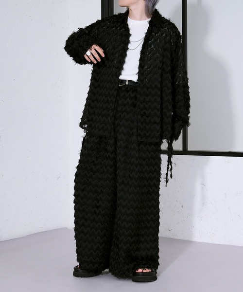 Ellno Loset（エルノロゼット）の「カットジャガードシアーシャツ/SETUP対応（シャツ/ブラウス・メンズ・レッド/オフホワイト/ブラック・SMALL/MEDIUM/LARGE）」の17枚目の写真