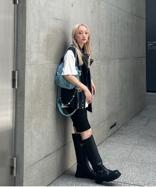 新品Ameri WAIST LOGO KNIT BIKER PANTS ブラック WAIST LOGO KNIT BIKER PANTS（その他パンツ）｜Ameri（アメリ
