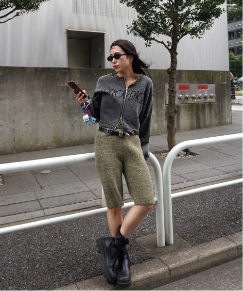 パンツ Ameri WAIST LOGO KNIT BIKER PANTS WAIST LOGO KNIT BIKER PANTS