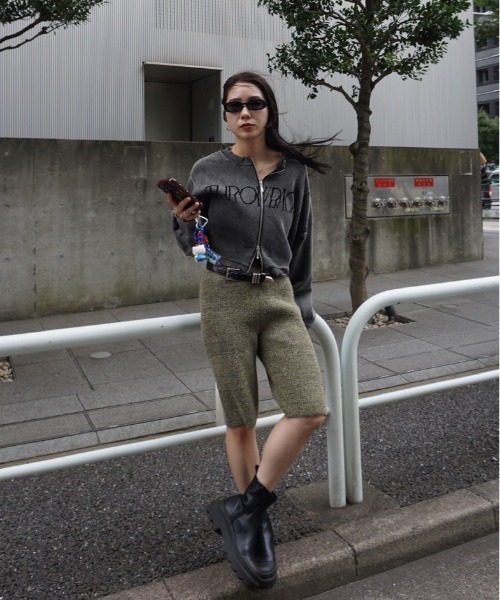 WAIST LOGO KNIT BIKER PANTS（その他パンツ）｜Ameri（アメリ）の