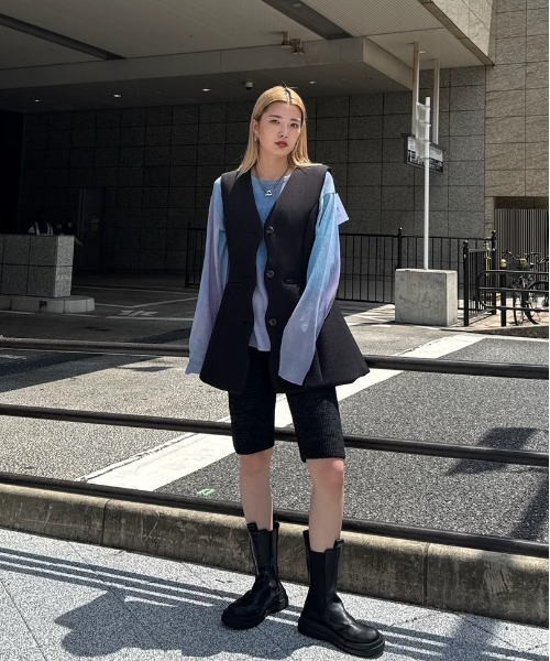 WAIST LOGO KNIT BIKER PANTS（その他パンツ）｜Ameri（アメリ