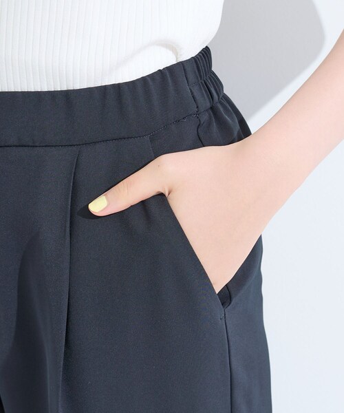 セール】【洗える／UVケア】ストレッチ タックテーパードパンツ