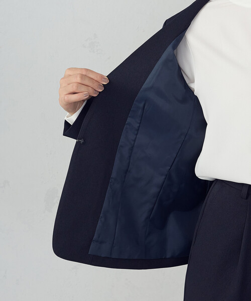 セール】【セットアップ対応】杢調ノーカラージャケット（ノーカラー