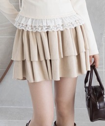 clear | 2段フリルティアードスエードミニスカート［韓国ファッション ガーリー］≪AW新作≫(スカート)