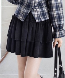 clear | 2段フリルティアードスエードミニスカート［韓国ファッション ガーリー］≪AW新作≫(スカート)