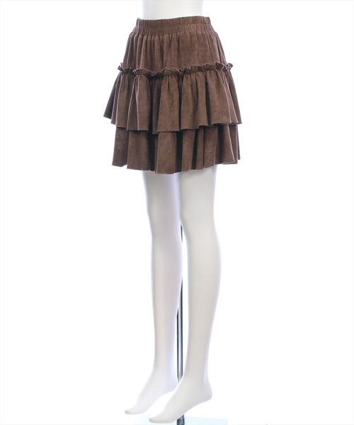 clear（クリア）の「2段フリルティアードスエードミニスカート［韓国ファッション ガーリー］≪AW新作≫（スカート・レディース・ブラウン/ブラック/ライトベージュ・F）」の11枚目の写真