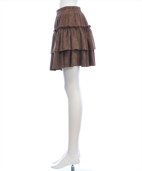 clear（クリア）の「2段フリルティアードスエードミニスカート［韓国ファッション ガーリー］≪AW新作≫（スカート・レディース・ブラウン/ブラック/ライトベージュ・F）」の12枚目の写真