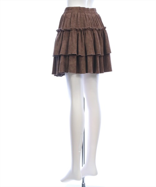 clear（クリア）の「2段フリルティアードスエードミニスカート［韓国ファッション ガーリー］≪AW新作≫（スカート・レディース・ブラウン/ブラック/ライトベージュ・F）」の13枚目の写真