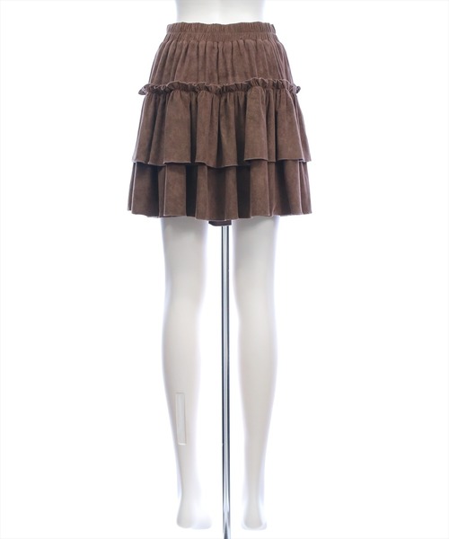 clear（クリア）の「2段フリルティアードスエードミニスカート［韓国ファッション ガーリー］≪AW新作≫（スカート・レディース・ブラウン/ブラック/ライトベージュ・F）」の14枚目の写真