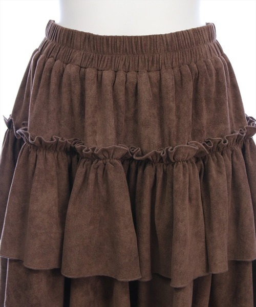 clear（クリア）の「2段フリルティアードスエードミニスカート［韓国ファッション ガーリー］≪AW新作≫（スカート・レディース・ブラウン/ブラック/ライトベージュ・F）」の15枚目の写真