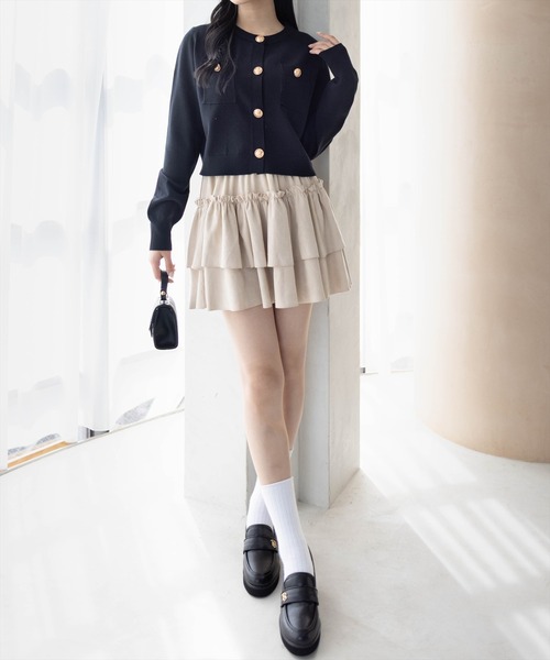 clear（クリア）の「2段フリルティアードスエードミニスカート［韓国ファッション ガーリー］≪AW新作≫（スカート・レディース・ブラウン/ブラック/ライトベージュ・F）」の6枚目の写真