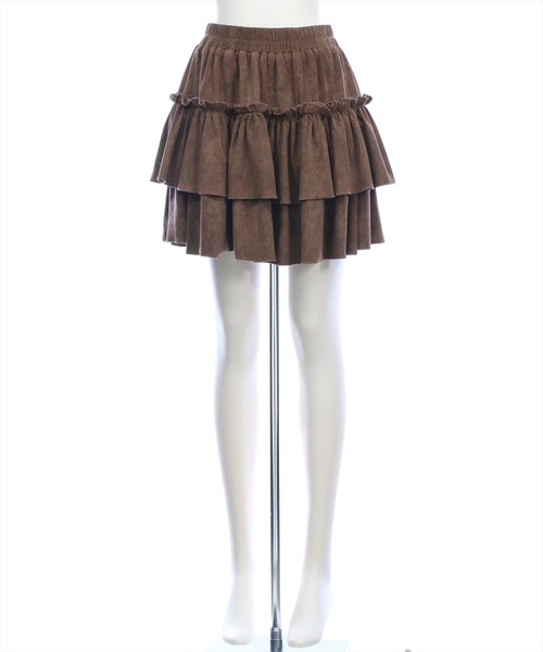 clear（クリア）の「2段フリルティアードスエードミニスカート［韓国ファッション ガーリー］≪AW新作≫（スカート・レディース・ブラウン/ブラック/ライトベージュ・F）」の18枚目の写真