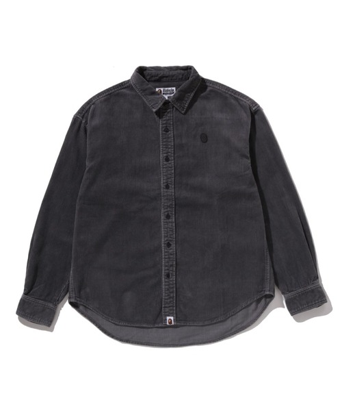 A BATHING APE(アベイシングエイプ)の「ONE POINT HEAVY WASHED CORDUROY LS SHIRT(シャツ/ブラウス・メンズ・オリーブ/チャコール/ベージュ・MEDIUM/LARGE/SMALL/X-LARGE/XX-LARGE)」の2枚目の写真