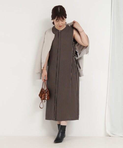 MICO COULIER（ミコクリエ）の「クリセタツイルストライププリントワンピース（ワンピース・レディース・ブルー系その他7/ブルー系その他・38）」の2枚目の写真