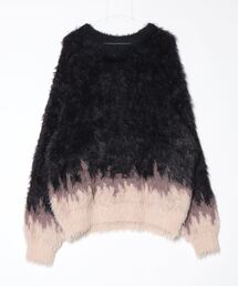 【ADAMPATEK/アダムパテック】distorted chevron pattern crewneck ジャガードニット