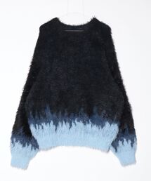 【ADAMPATEK/アダムパテック】distorted chevron pattern crewneck ジャガードニット