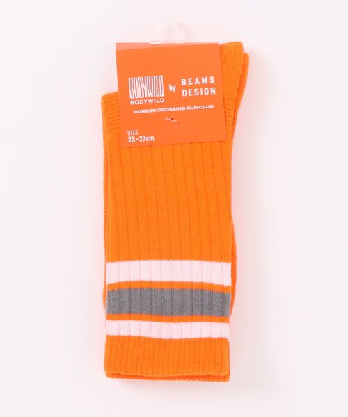 BODY WILD（ボディーワイルド）の「BODY WILD by BEAMS DESIGN　靴下　テーピング・アーチサポート つま先パイル（ソックス/靴下・メンズ・ホワイト系その他/ブラックミックス/オレンジ/ミックスグレー・25-27CM）」の2枚目の写真