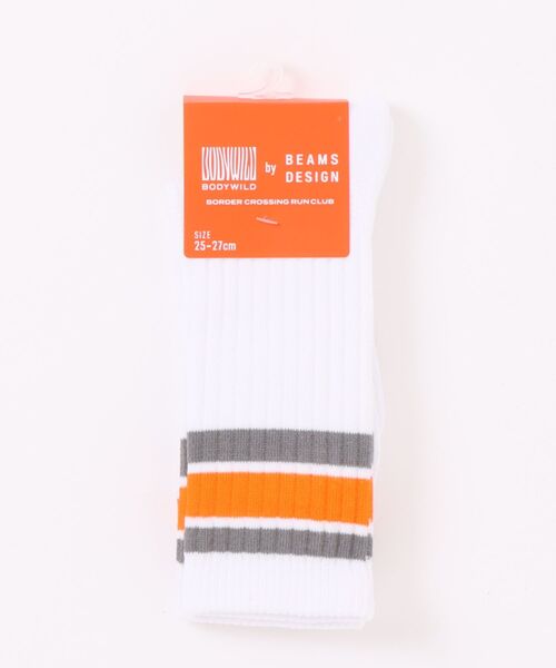BODY WILD（ボディーワイルド）の「BODY WILD by BEAMS DESIGN　靴下　テーピング・アーチサポート つま先パイル（ソックス/靴下・メンズ・ホワイト系その他/ブラックミックス/オレンジ/ミックスグレー・25-27CM）」の9枚目の写真