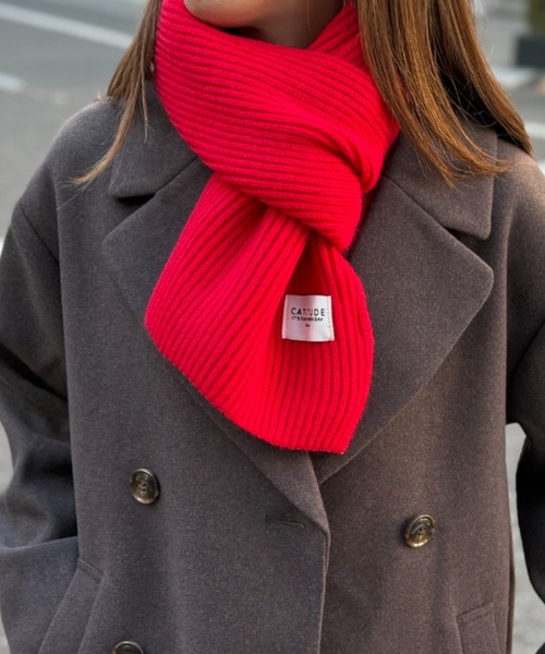 ikka(イッカ)の「リブニットマフラー(マフラー・レディース・グレー/ブラック/ブラウン/レッド/オフホワイト/ライム・FREE)」の6枚目の写真