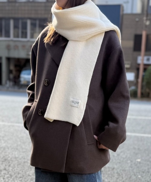 ikka(イッカ)の「リブニットマフラー(マフラー・レディース・グレー/ブラック/ブラウン/レッド/オフホワイト/ライム・FREE)」の2枚目の写真