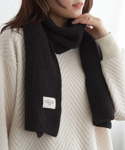 ikka(イッカ)の「リブニットマフラー(マフラー・レディース・グレー/ブラック/ブラウン/レッド/オフホワイト/ライム・FREE)」の3枚目の写真