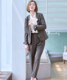 AOYAMA（アオヤマ）の「【通勤/入卒スーツ兼用で使える！選べる6色/2点セット】ジョーゼットＶカラースーツセット（すっきり見えのVカラージャケット＋ウエストゴムで楽チンなテーパードパンツセット）（スーツセット）」