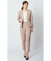 AOYAMA（アオヤマ）の「【通勤 入卒スーツ兼用で使える!選べる6色 2点セット】ジョーゼットVカラースーツセット(すっきり見えのVカラージャケット+ウエストゴムで楽チンなテーパードパンツセット)（スーツセット）」