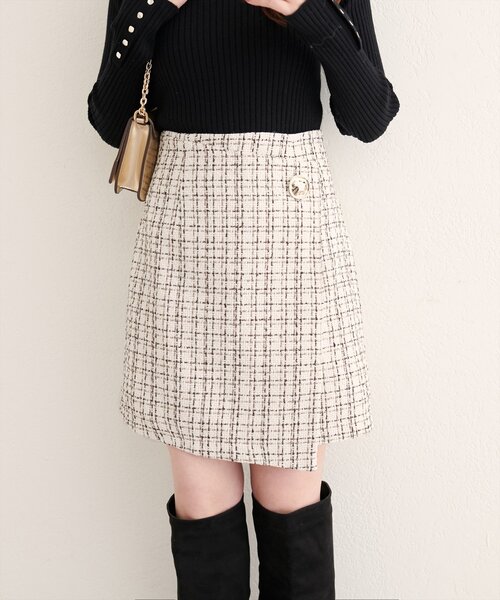 セール】【WEB限定】べこべこ釦ラップミニスカート（スカート