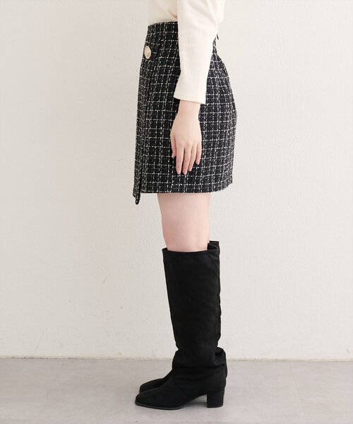 natural couture（ナチュラルクチュール）の「【WEB限定】べこべこ釦ラップミニスカート（スカート・レディース・ブラウン/その他2/その他1/チャコールグレー・FREE）」の10枚目の写真