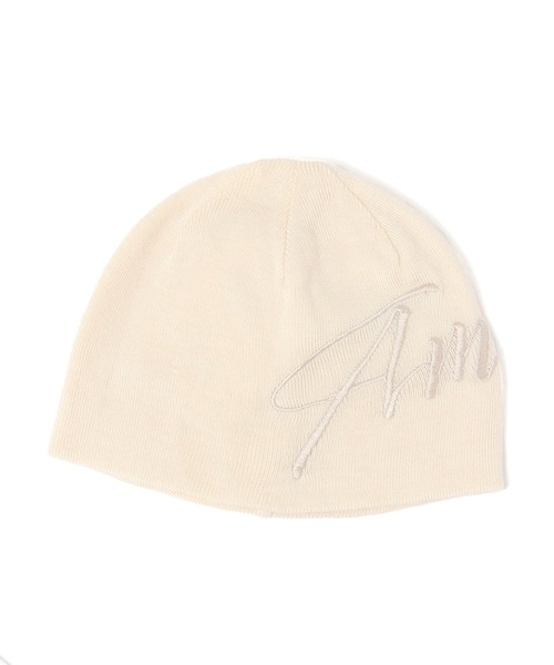 AMESWORLDWIDE（アメスワールドワイド）の「【UNISEX】AMES WORLDWIDE／BIG TYPO ビーニー（ニットキャップ/ビーニー・レディース・ブラック/アイボリー・FREE）」の2枚目の写真