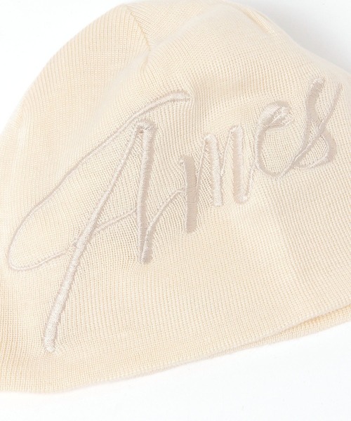 AMESWORLDWIDE（アメスワールドワイド）の「【UNISEX】AMES WORLDWIDE／BIG TYPO ビーニー（ニットキャップ/ビーニー・レディース・ブラック/アイボリー・FREE）」の8枚目の写真
